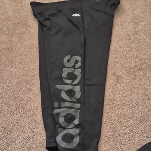 adidas Black Leggings with Matte Logo Panel